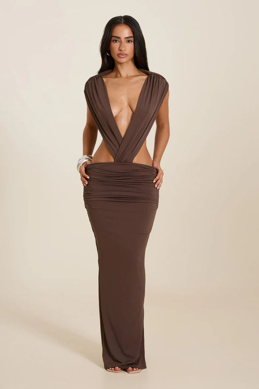 Mars the Label The Tori Ruched Dress Brown