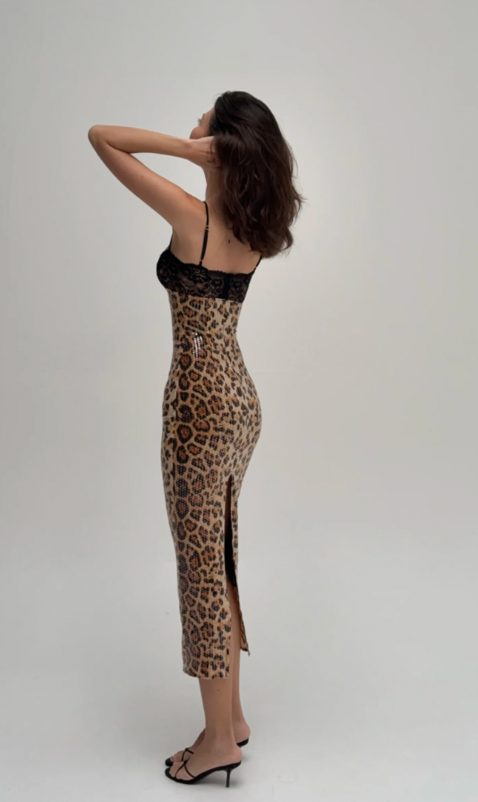 Mali Marea Chui Midi Dress Leopard